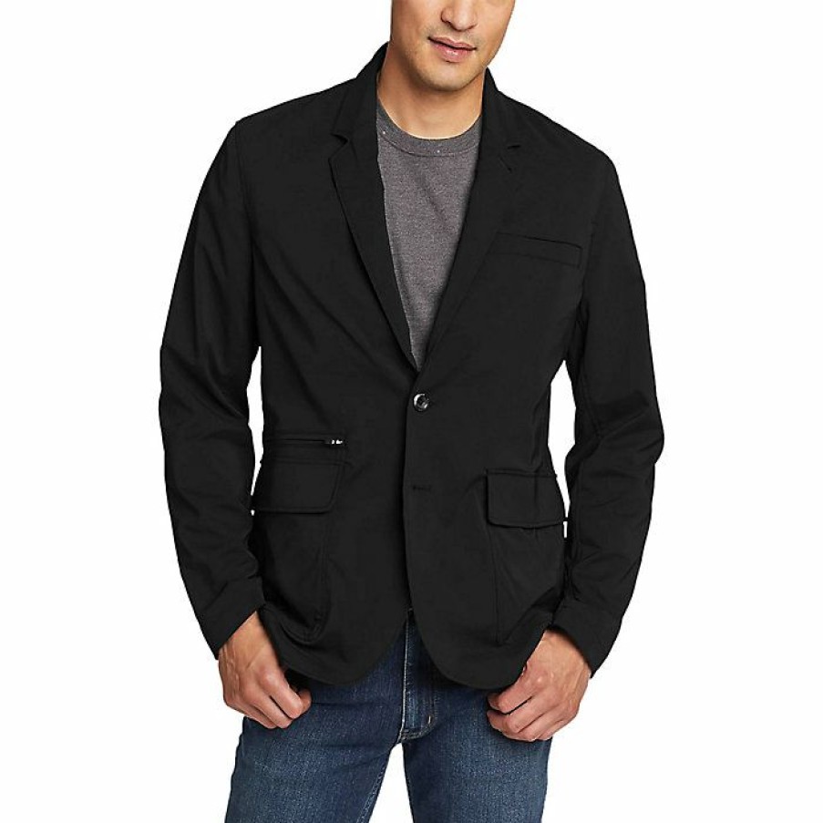 Apparel Eddie Bauer | Eddie Bauer Travex Men'S Ultimate Voyager Travel Blazer Discount Black