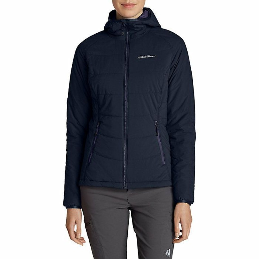 Apparel Eddie Bauer | Eddie Bauer First Ascent Women'S Ignitelite Flux Stretch Hooded Jacket Shop Navy