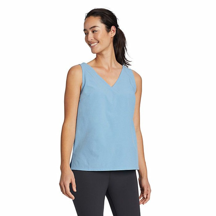 Apparel Eddie Bauer | Eddie Bauer Travex Women'S Departure V Neck Tank Solid Discount