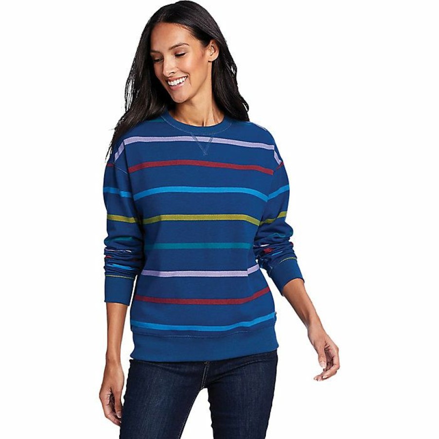 Apparel Eddie Bauer | Eddie Bauer Women'S Cozy Camp Ls Crew Printed Store Cadet