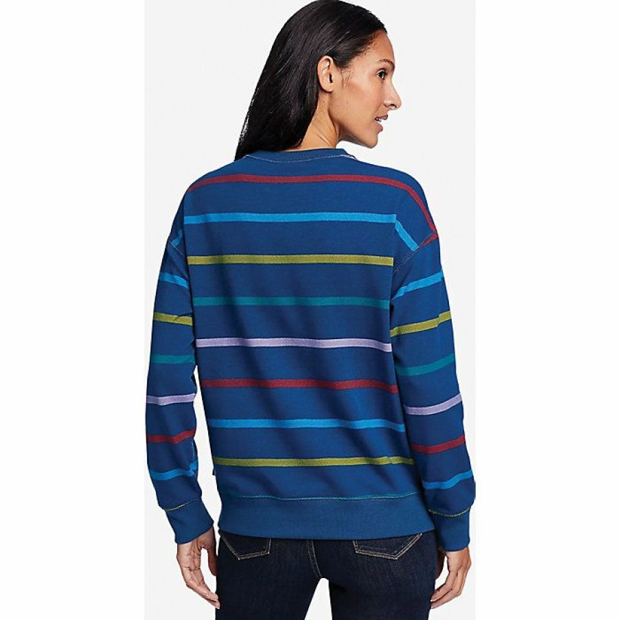 Apparel Eddie Bauer | Eddie Bauer Women'S Cozy Camp Ls Crew Printed Store Cadet