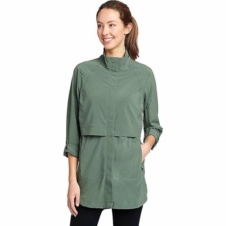 Apparel Eddie Bauer | Eddie Bauer Travex Women'S Departure Full Zip Jacket Shop Mineral Green