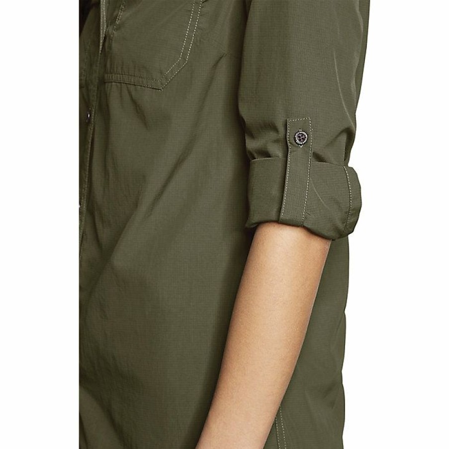 Apparel Eddie Bauer | Eddie Bauer Travex Women'S Atlas Exploration Boyfriend Cargo Shirt New