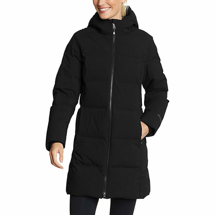 Apparel Eddie Bauer | Eddie Bauer Women'S Glacier Peak Seamless Stretch Down Parka New Black