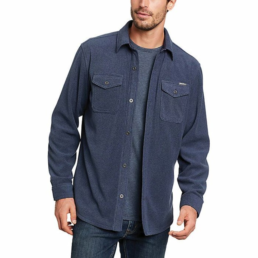 Apparel Eddie Bauer | Eddie Bauer Men'S Chutes Eco Microfleece Ls Shirt New