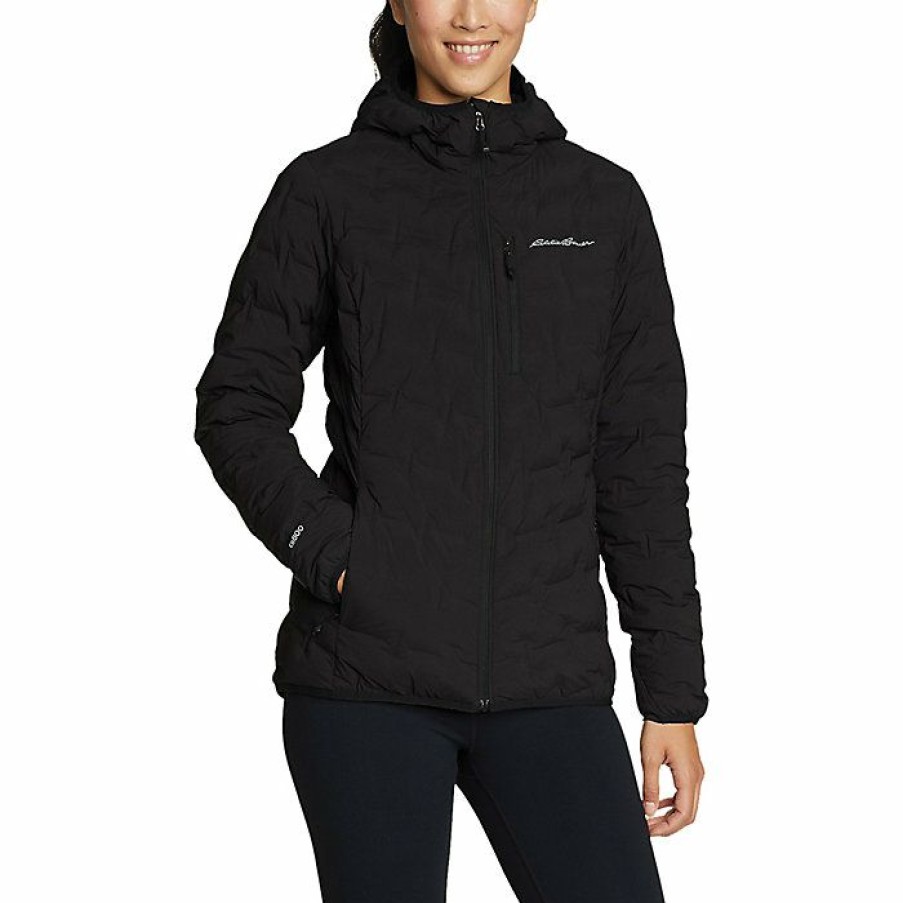 Apparel Eddie Bauer | Eddie Bauer First Ascent Women'S Microtherm Freefuse Stretch Down Hooded Jacket Discount Black