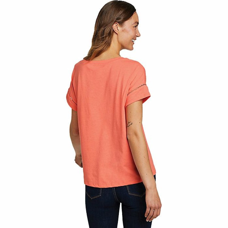 Apparel Eddie Bauer | Eddie Bauer Travex Women'S Myriad Boatneck Trim Ss Top Discount