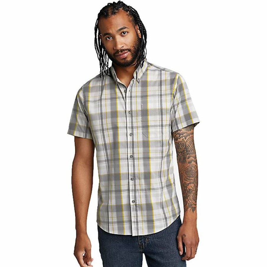 Apparel Eddie Bauer | Eddie Bauer Men'S On The Go Flex Poplin Ss Shirt New